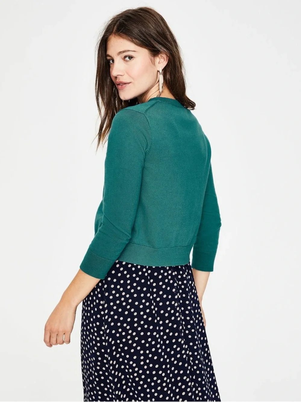 Boden Amelia Crop Cardigan Dark Green Size Small - Picture 3 of 11